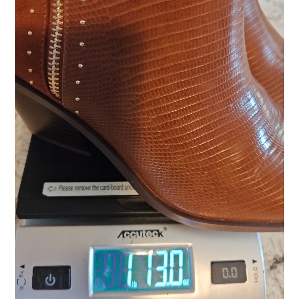 ShoeDazzle Boots Womens Size 7.5 Brown‎ Elidi Ankle Booties Pointed Toe Zip - Picture 14 of 14